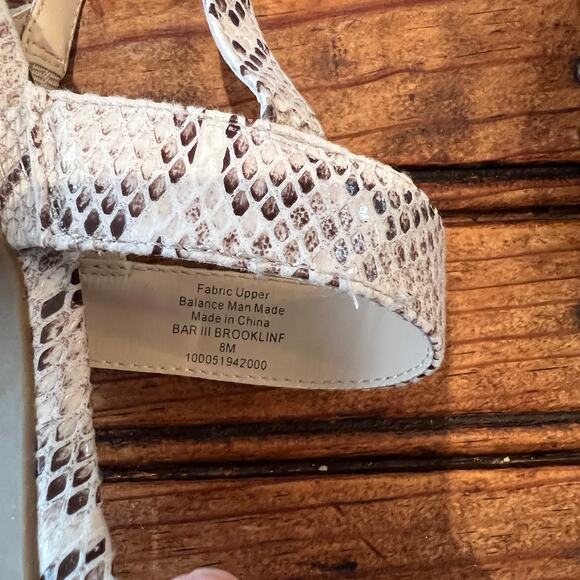 Bar III Reptile/Snake Print Rope Block Heeled Sandals Slingbacks - SIZE 8M - Picture 5 of 8